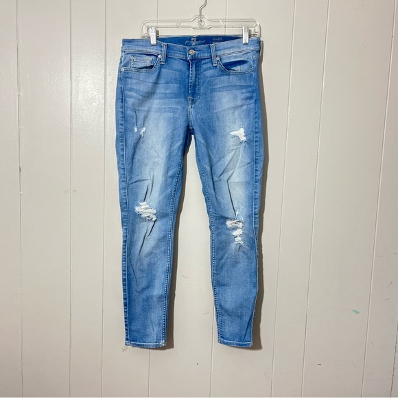 7 For All Mankind Women's Jeans Gwenevere Sz 32 Distressed - Picture 1 of 11